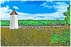Doubling Point Range Light By Marsh Grass - Digital Painting